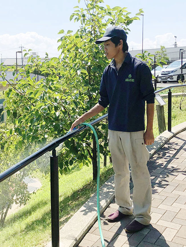 剪定作業をする社員